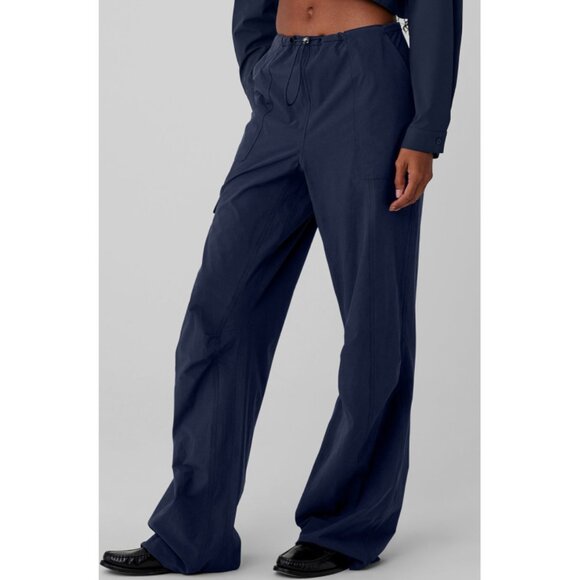 Alo Megastar Cargo Pants High OR Low Rise Navy Wide Leg Outdoor Hiking Utility L - Picture 1 of 13